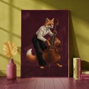 Poster Renard Sophistiqué Jouant du Violoncelle Instrumen
