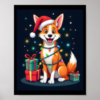 Renard Terrier Éclairage de Noël Père Noël Renard
