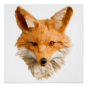 Poster Renard tête en papier mache pour la chambre d'enfa
