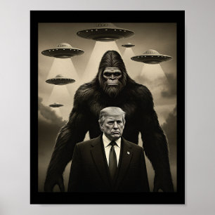 Poster Rencontre de Trump Bigfoot Ufo Alien Invasion Uap 