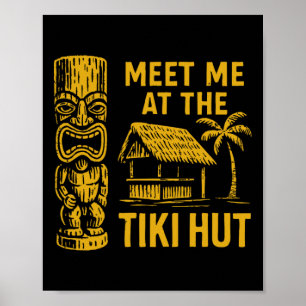 Poster Rencontre-moi au Tiki Hut Retro Luau Vacances Île