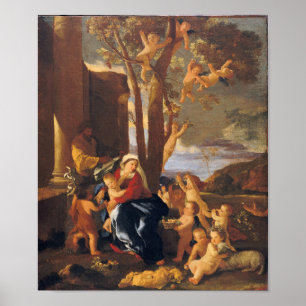 Poster Rendez-vous à la maison du bébé Jésus avec les ang