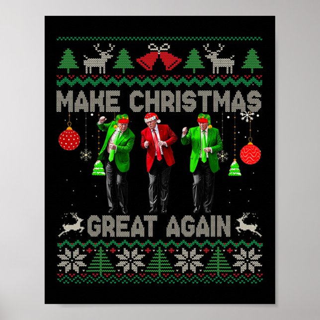 Poster Rendre la fête à la grandeur Père Noël Trump Dance (Devant)