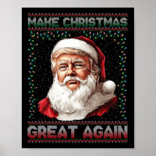 Poster Rendre Noël super à nouveau drôle Père Noël Trump 