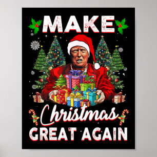 Poster Rendre Noël super à nouveau drôle Père Noël Trump 