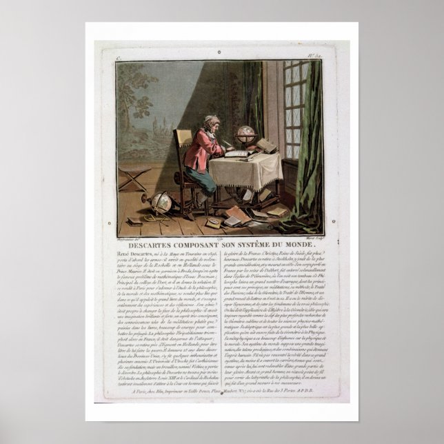 Poster René Descartes (1596-1650) écrit son système mondi (Devant)