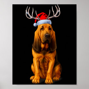 Poster Renne Chapeau de Père Noël Vacances Bloodhound Noë