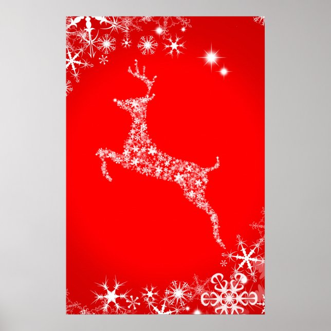 Poster Renne flocon de neige (Devant)