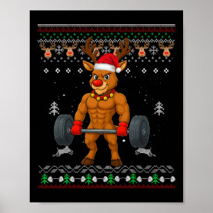 Poster Renne Nez Rouge Gainzdeer Gym Noël dégueulasse