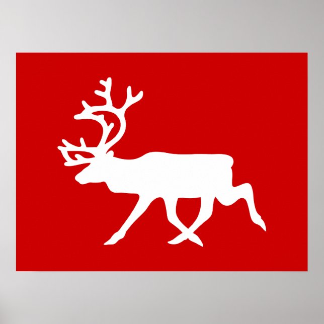 Poster Rennes blanches / Silhouette caribou (Devant)