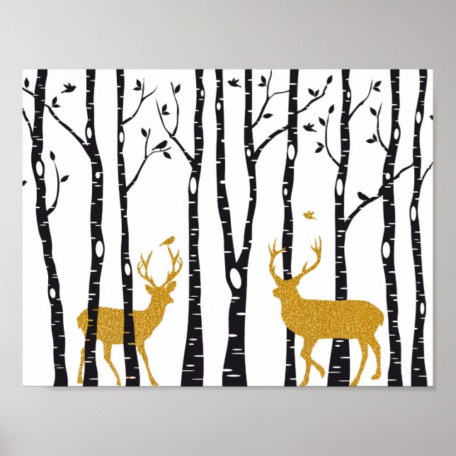 Poster Rennes dans la forêt de bouleaux (Devant)