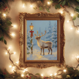 Poster Rennes de Noël sous la lumière de la lampe