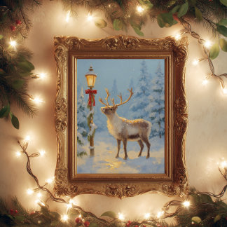 Poster Rennes de Noël sous la lumière de la lampe