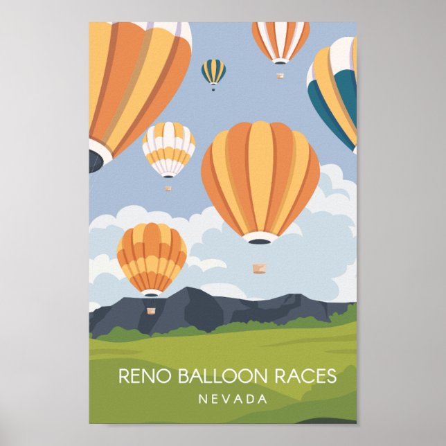 Poster Reno Balloon Race Nevada Travel Place Illustration (Devant)