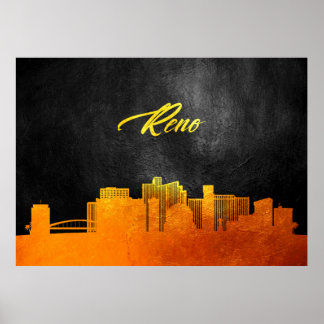 Poster Reno Nevada Gold Skyline