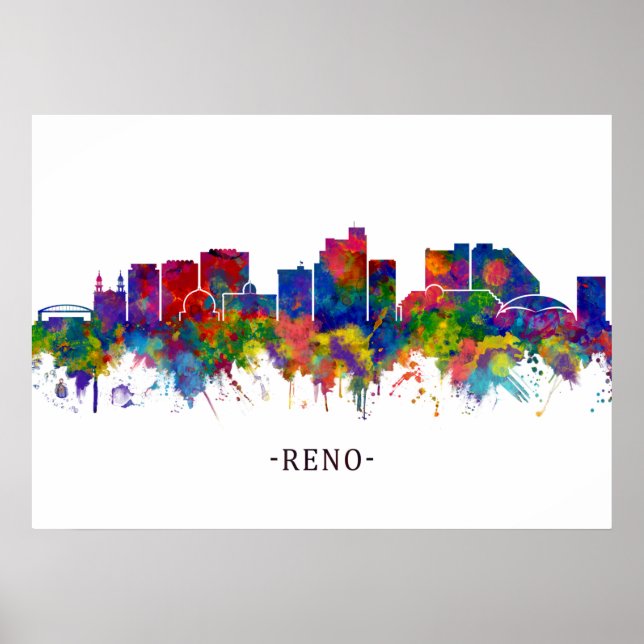 Poster Reno Nevada Skyline (Devant)