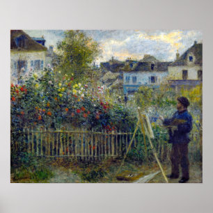 Poster Renoir - Claude Monet peignant dans son jardin