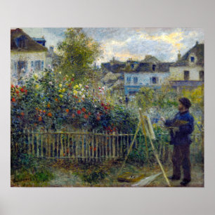 Poster Renoir - Claude Monet Peinture dans son jardin