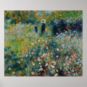 Poster Renoir - Femme avec un parasol dans un jardin