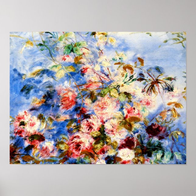 Poster Renoir - Roses dans une fenêtre (Devant)