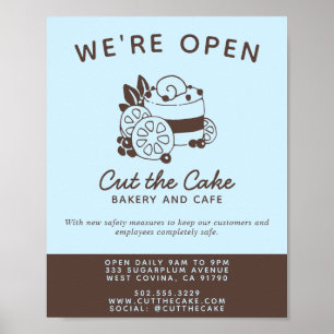 Poster Réouverture de la boulangerie avec logo de gâteau