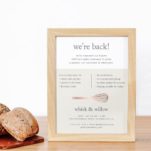 Poster Réouverture de l'entreprise rose Gold Whisk