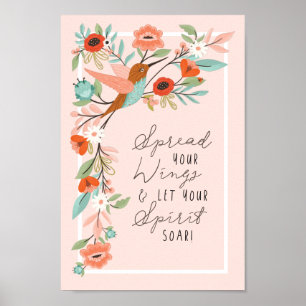 Poster Répandez Vos Ailes Laissez Votre Esprit S'Étendre 