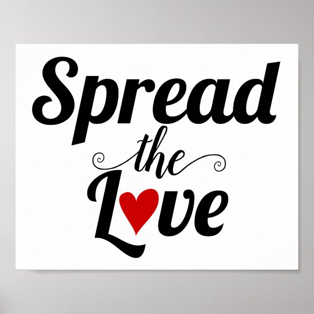 Poster Répandre la typographie d'amour coeur rouge (Devant)