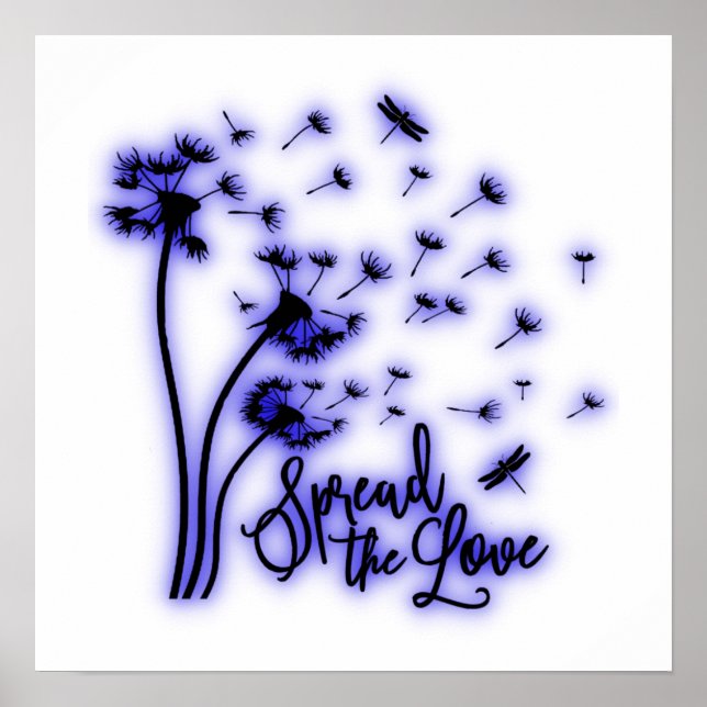 Poster Répandre Les Dandelions Amoureux et les libellules (Devant)