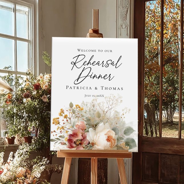 Poster Répétition Dîner roseses et verdure bienvenue (Créateur téléchargé)