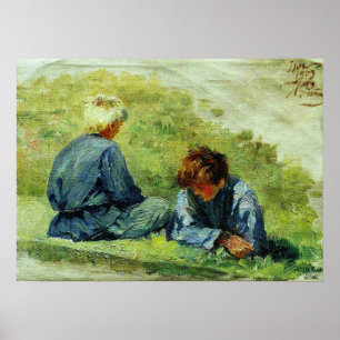 Poster Repin - Garçons sur l'herbe 1903