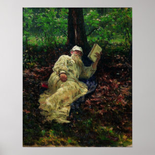 Poster Repin - Leo Tolstoï En Forêt 1891