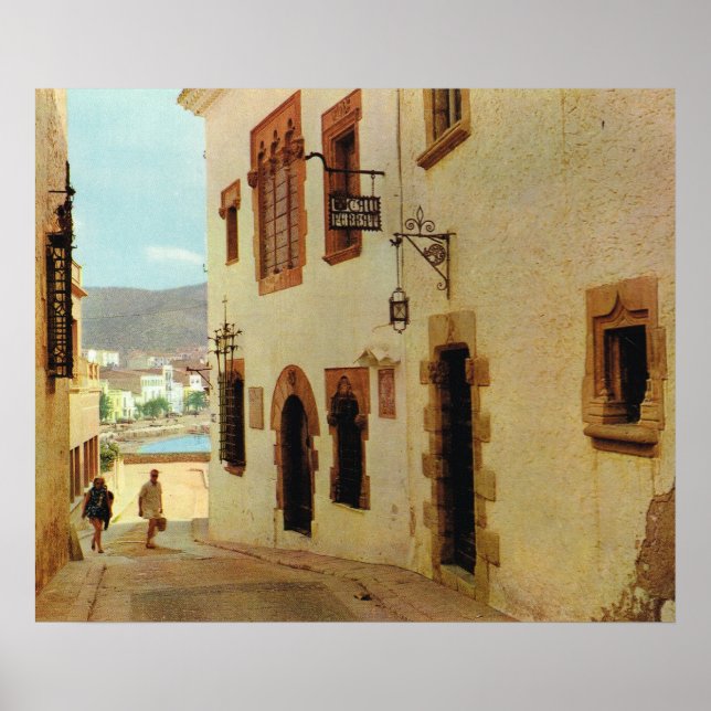 Poster Réplique Espagne Vintage, Sitges Vieille ville (Devant)