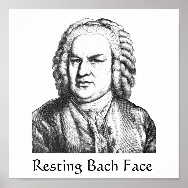 Poster Repose Bach Face Compositeur de musique classique (Devant)