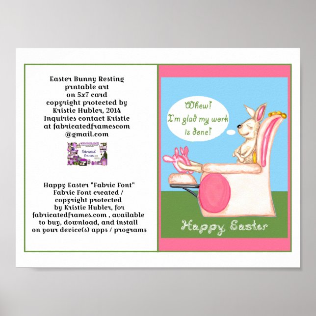Poster Repose Lapin de Pâques Joyeux Carte de Police Fabr (Devant)