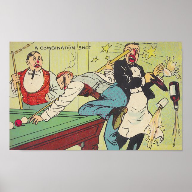 POSTER ~ REPR ANTIQUE BILLIARDS COMBINAISON TIRAGE (Devant)