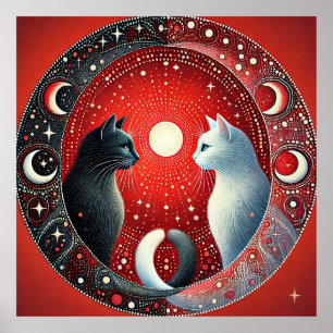 Poster Représentation artistique de chats Yin et Yang