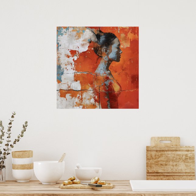 Poster Représentation artistique montrant une femme en pr (Cuisine)