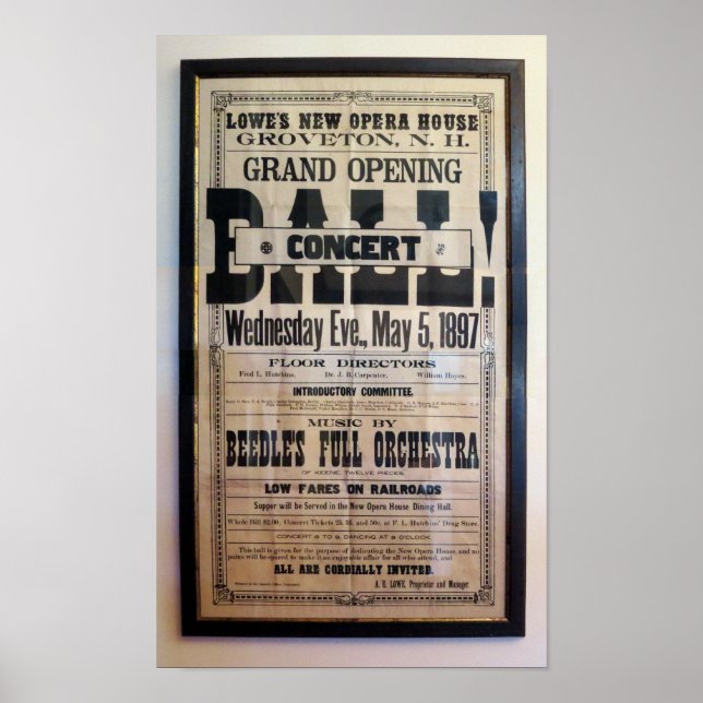 Poster Repro 1897 letterpress théâtre grand format (Devant)