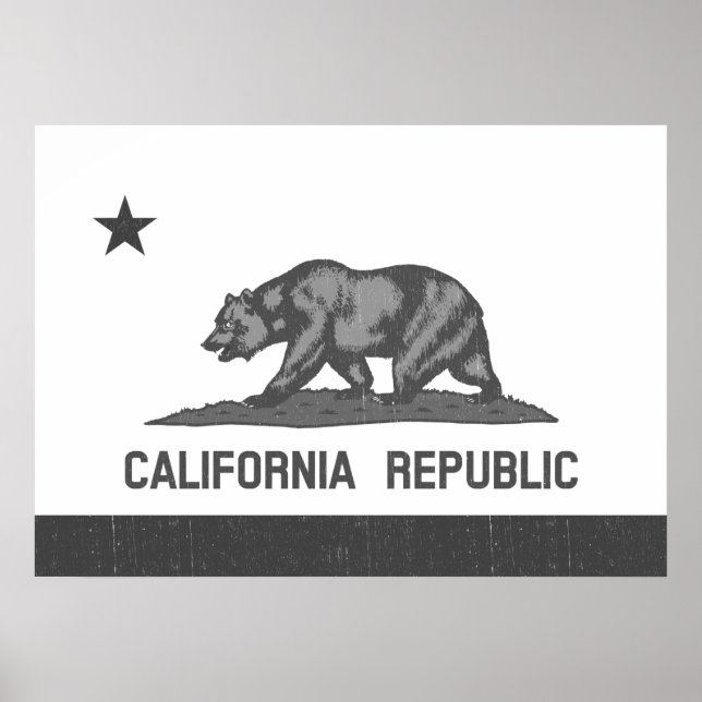 Poster République de Californie noire et blanche (drapeau (Devant)