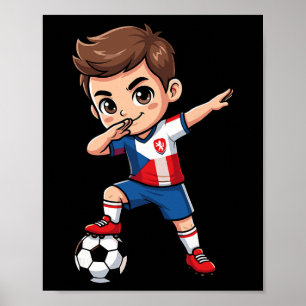 Poster République tchèque Dab Enfant Goal Cartoon Drapeau