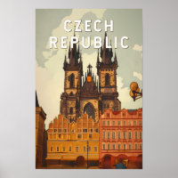 République tchèque Illustration Voyage Art Vintage