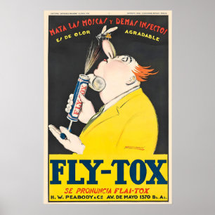 Poster Répulsif anti-moustiques Fly-Tox Vintage Mauzan