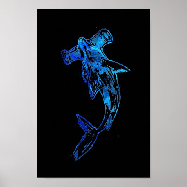 Poster Requin à marteau bleu (Devant)