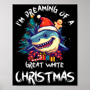 Poster Requin de Noël Chapeau de Santa Xmas Requin de Noë