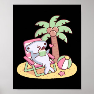 Poster Requin Marteau Mignon Se Détendant Sur Chaise De P