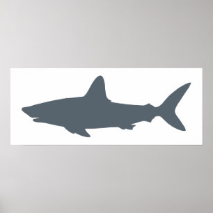 Poster Requin par temps orageux et blanc