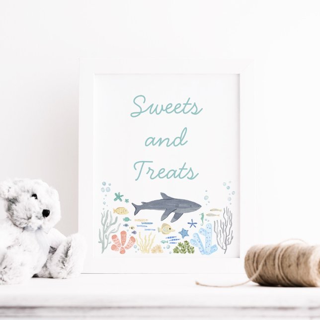 Poster Requin Sous La Mer Baby showers Sucres (Créateur téléchargé)