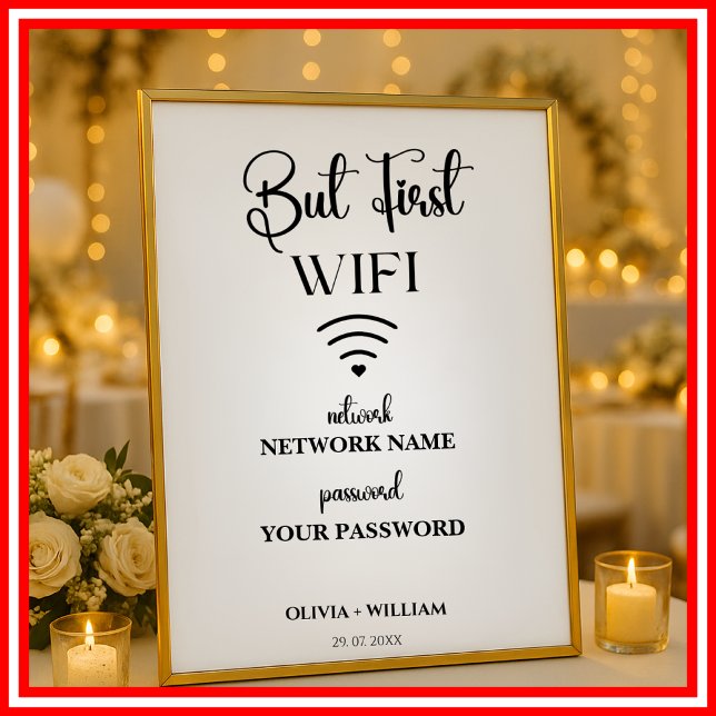 Poster Réseau Wifi Mot de passe Élégant Mariage moderne C (Créateur téléchargé)