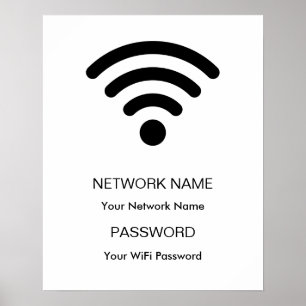 Poster Réseau Wifi personnalisé et mot de passe blanc